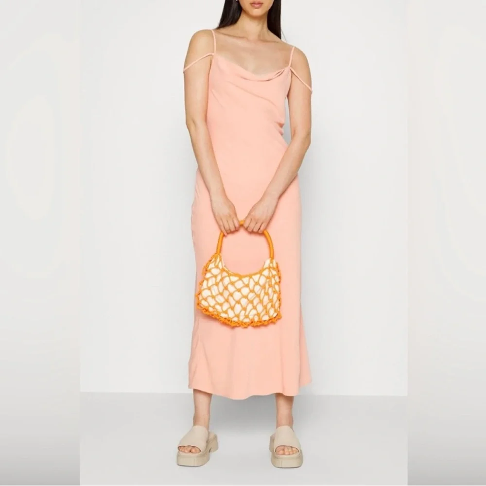 ABERCROMBIE & FITCH Peach Cowl Neck Maxi Dress‎ Spaghetti Low Back Small S